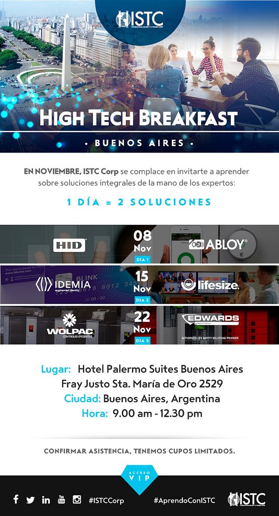 RevInnovacion's tweet photo. [#CAPACITACION]
ISTC prepara su relanzamiento en Buenos Aires. Registrate para asistir a su High Tech Breakfast en este link, tres fechas, cupos limitados. https://t.co/8e1q4DmTlq #ISTCCorp  @ISTC_Corp https://t.co/xClO9ZiqiX