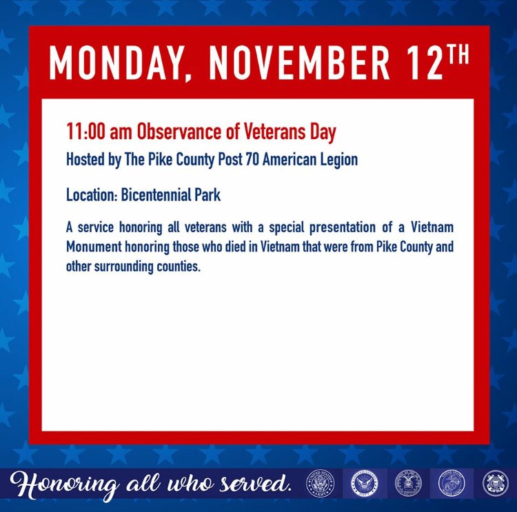 ReunionTroy's tweet photo. This time next week we will be kicking of our Veterans Weekend Celebration! Here is a breakdown by day of what is to come! #Veterans #AL200 #ReunionTroy #HonoringOurPeople https://t.co/7Ch6PNf91B