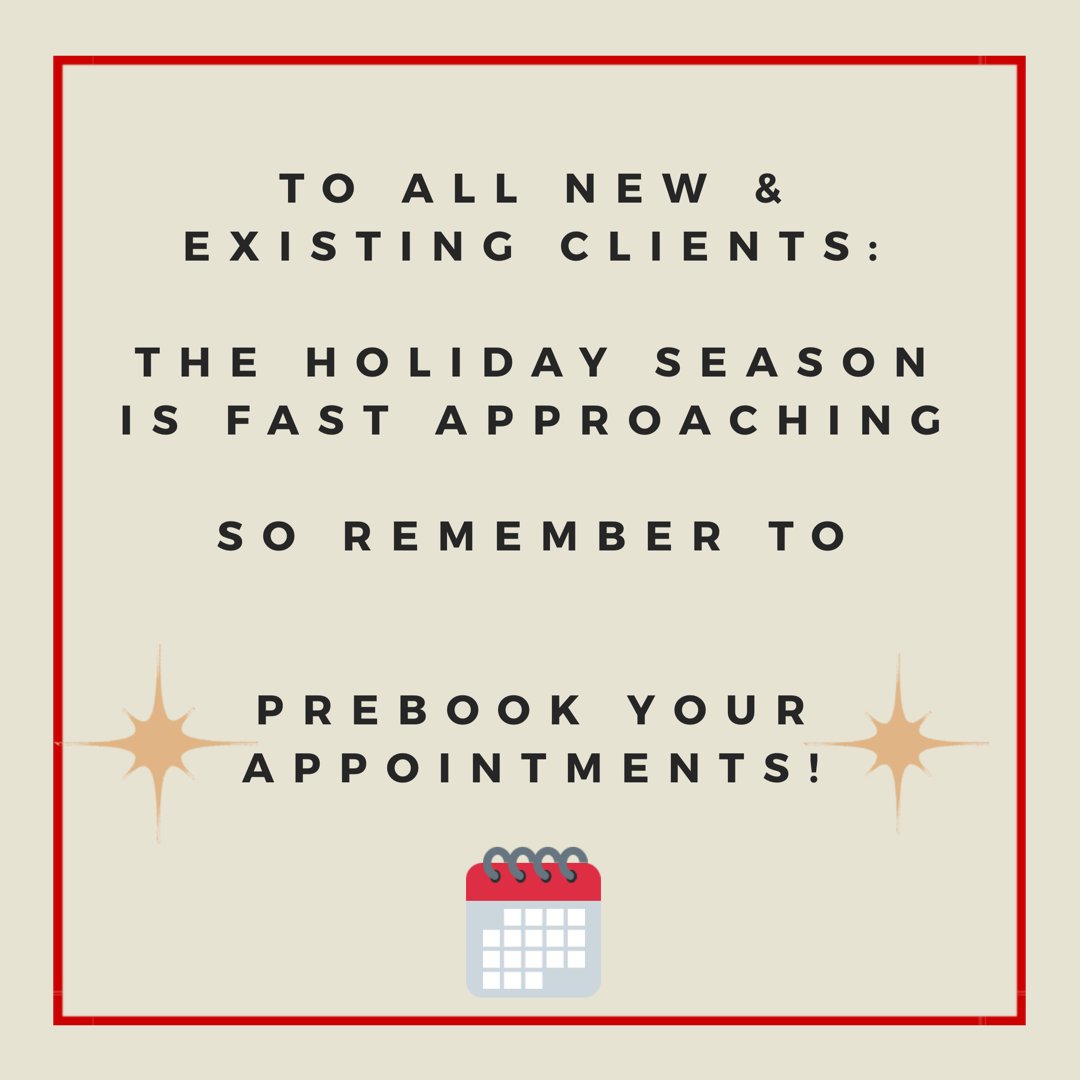 HeadroomNL's tweet photo. December month and the busy holiday season is just around the corner and available appointments are filling up quick! Prebook your holiday hair and spa appointments now! ☎️ 782-2249 https://t.co/VJJQ3TBmNY