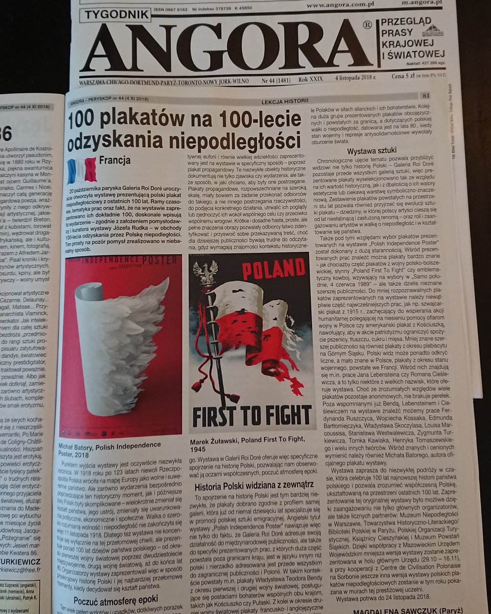 Wystawa "Polish Independence Poster" w <a href="/TygodnikAngora/">Tygodnik Angora</a>!
#sztuka #wystawa #plakat <a href="/niepodlegla/">Niepodległa</a> <a href="/roidore/">Galerie Roi Doré</a>