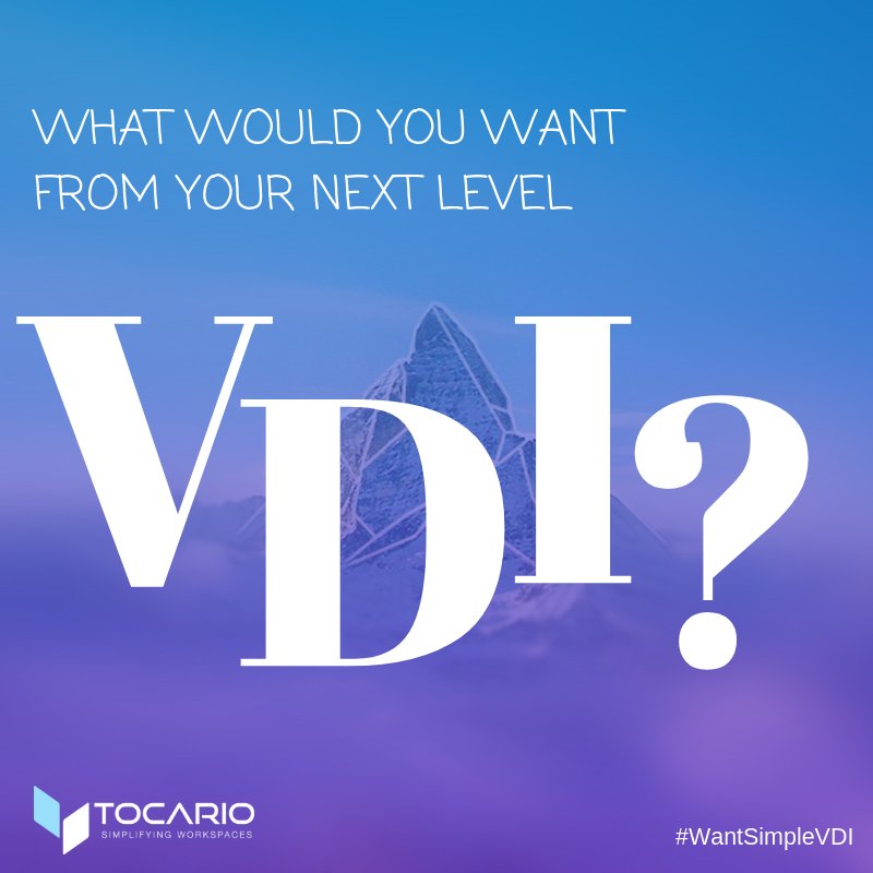 tocario_com's tweet photo. We all know the common #VDI solutions. There were no fundamental innovations for a long time. Which function and features should have a next level #VDI solution in your opinion?
#WantSimpleVDI #VDI #VirtualDesktop #DaaS #SelfService #CloudTech #WorkSpace #NewWork #GameChanger https://t.co/Natx7ZnEwl