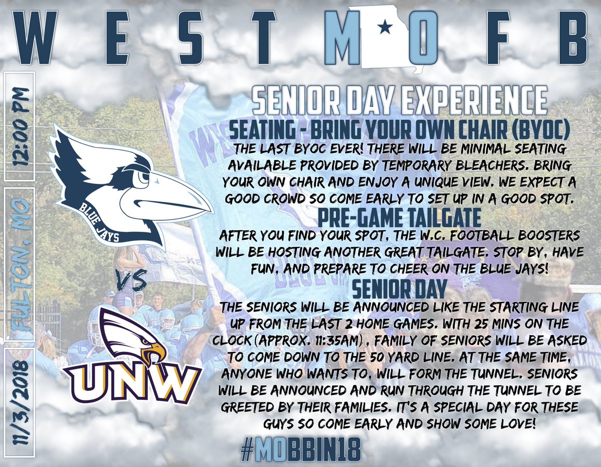 WESTMOFB's tweet photo. Senior Day Experience
Details ⬇️⬇️⬇️
#MObbin18 https://t.co/WHeSly5BPD