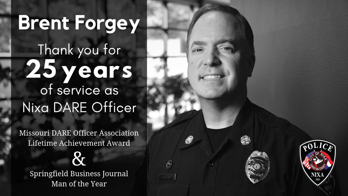 MoLocalVoices's tweet image. RT @CityofNixa Last night at the #Nixa State of the Community Dinner, we thanked Officer Brent Forgey for 25 years of service teaching DARE to Nixa students.