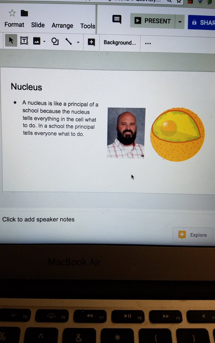 SDMSMr_Wolf's tweet photo. Working on analogies for different organelles and one student got inspiration from @SDMSPrincipal! #learningaboutcells #principalisboss https://t.co/KqROptUA9E