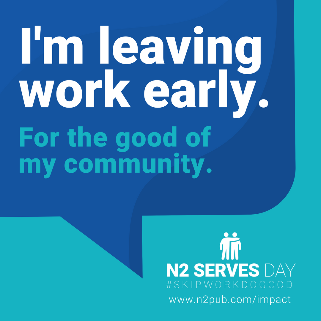 N2GIVES's tweet photo. Today's the day! Our first-ever N2 Serves Day is here! @N2Publishing team members across the nation will end work early in order to volunteer in their community. 2,000 hours (and counting) have been pledged๐ #SkipWorkDoGood https://t.co/c7ePhrZnoF