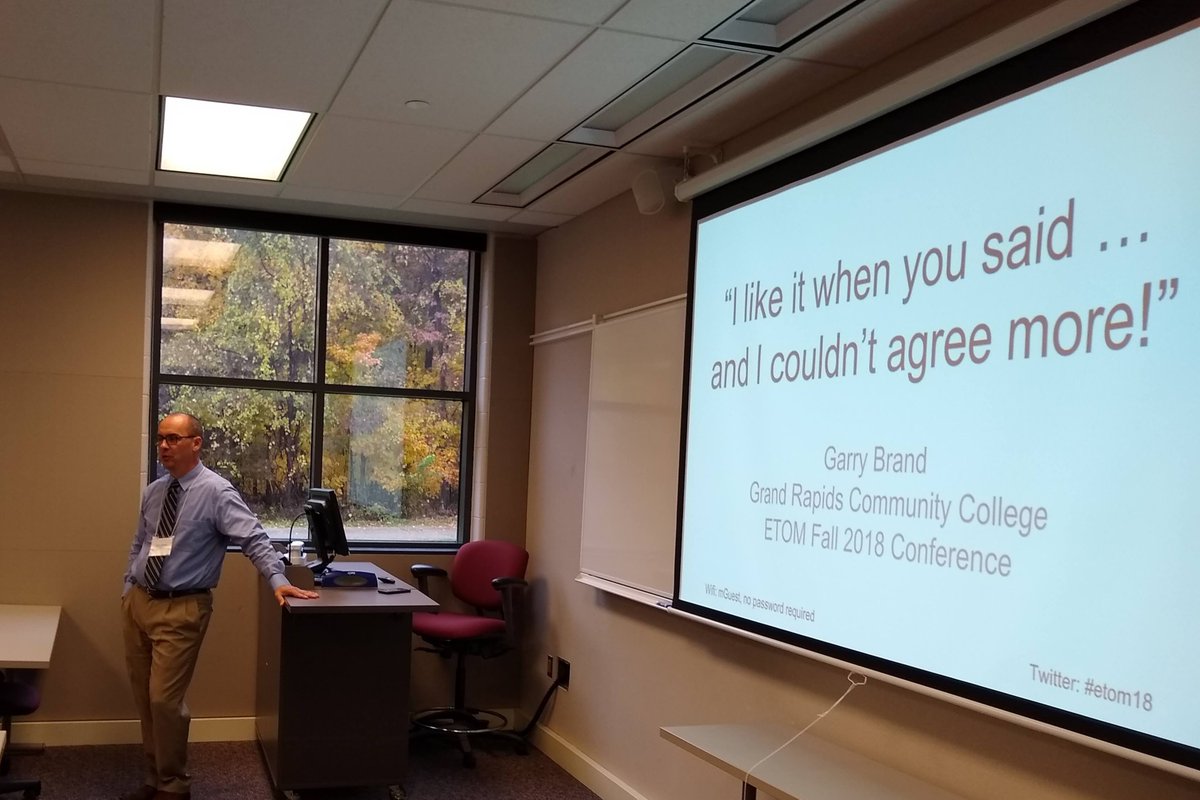 cweckerle's tweet photo. "Digital Badges for Faculty: A Primer" w @ekunnen &amp; @mmcr and "I like it when you said ... and I couldn't agree more!" w @gbrand #etom18 https://t.co/w5QnZFoJks