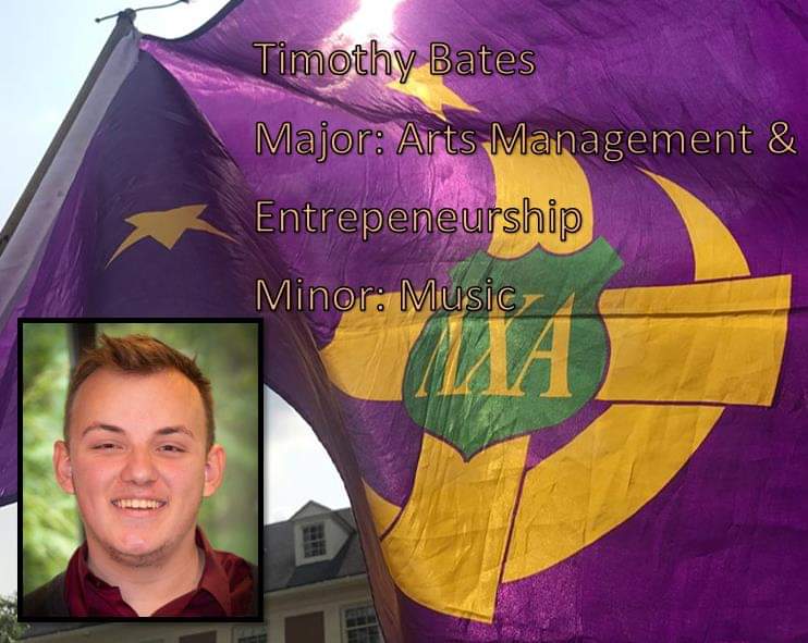 First up in our New Member November is Timothy Bates! Tim's favorite CORE value is Respect and his favorite memory with the chapter is the big/little ceremony!💜💚💛