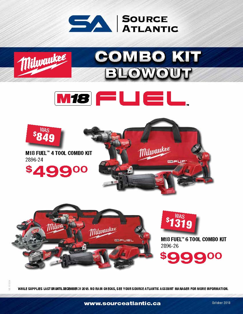 SourceAtlantic's tweet image. We&apos;re having a Blowout Promotion on our Milwaukee M18 Fuel 4 and 6 tool combo kits! Contact your local account manager for more details!

While supplies last or until December 31st, 2018 - No Rain Checks.  #MilwaukeeBlowout #SourceAtlantic