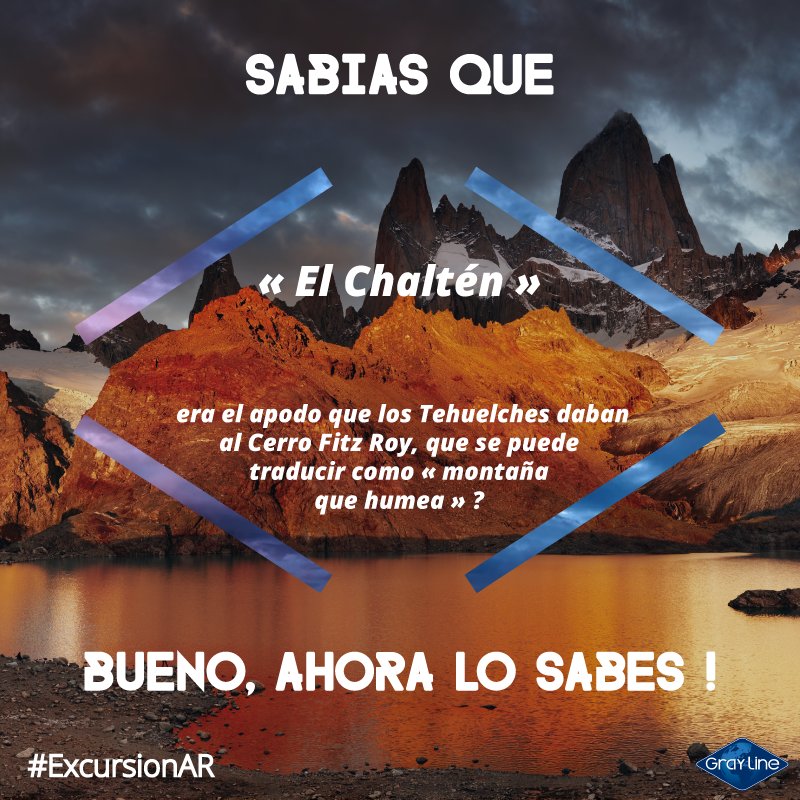 #BuenViernes a todos ! 
Hoy Gray Line te propone despegar por el pueblo de El Chaltén en la #Patagonia salvaje con el "sabías que?" del día ! 
¿ Núnca te preguntaste porque se llama así ese pueblo ? 🤨
#fitzroy #calafate #chalten