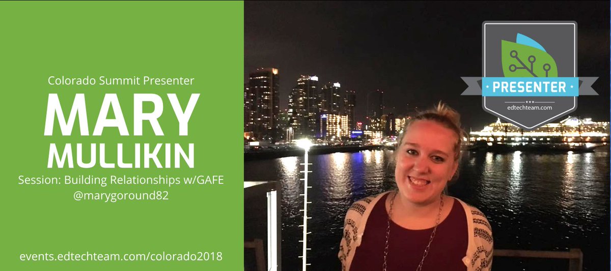 marygoround82's tweet photo. Excited to be presenting at the #EdTechTeam Colorado Summit this weekend! Session: Building Relationships w/ GAFE! Can't wait to connect w/ Friends and Twitter Pals alike! @PZInnovators @Ms_A_Yeh @MeaseFACS @PamLewisEDU @Ms_A_Yeh @sdteaching @knikole @EdTechAri @benjaminfriesen https://t.co/BgQhhgq7Rn