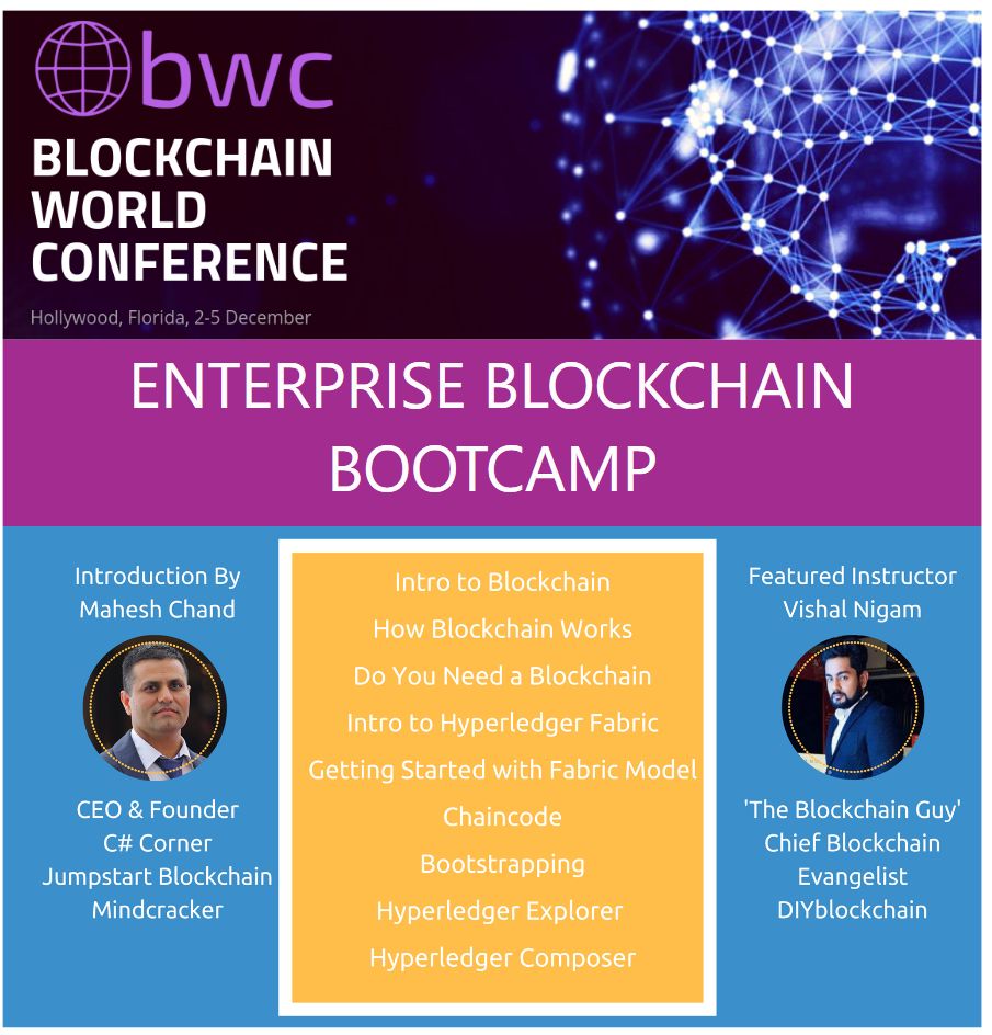 Mahesh Chand (@mcbeniwal) on Twitter photo #Blockchain #Bootcamp coming to Miami, FL. Dec 5 via <a href="/BWCevent/">Blockchain World Conference</a> training.c-sharpcorner.com/p/enterprise-bโฆ #Blockchain #Bootcamp coming to Miami, FL. Dec 5 via <a href="/BWCevent/">Blockchain World Conference</a> training.c-sharpcorner.com/p/enterprise-bโฆ
