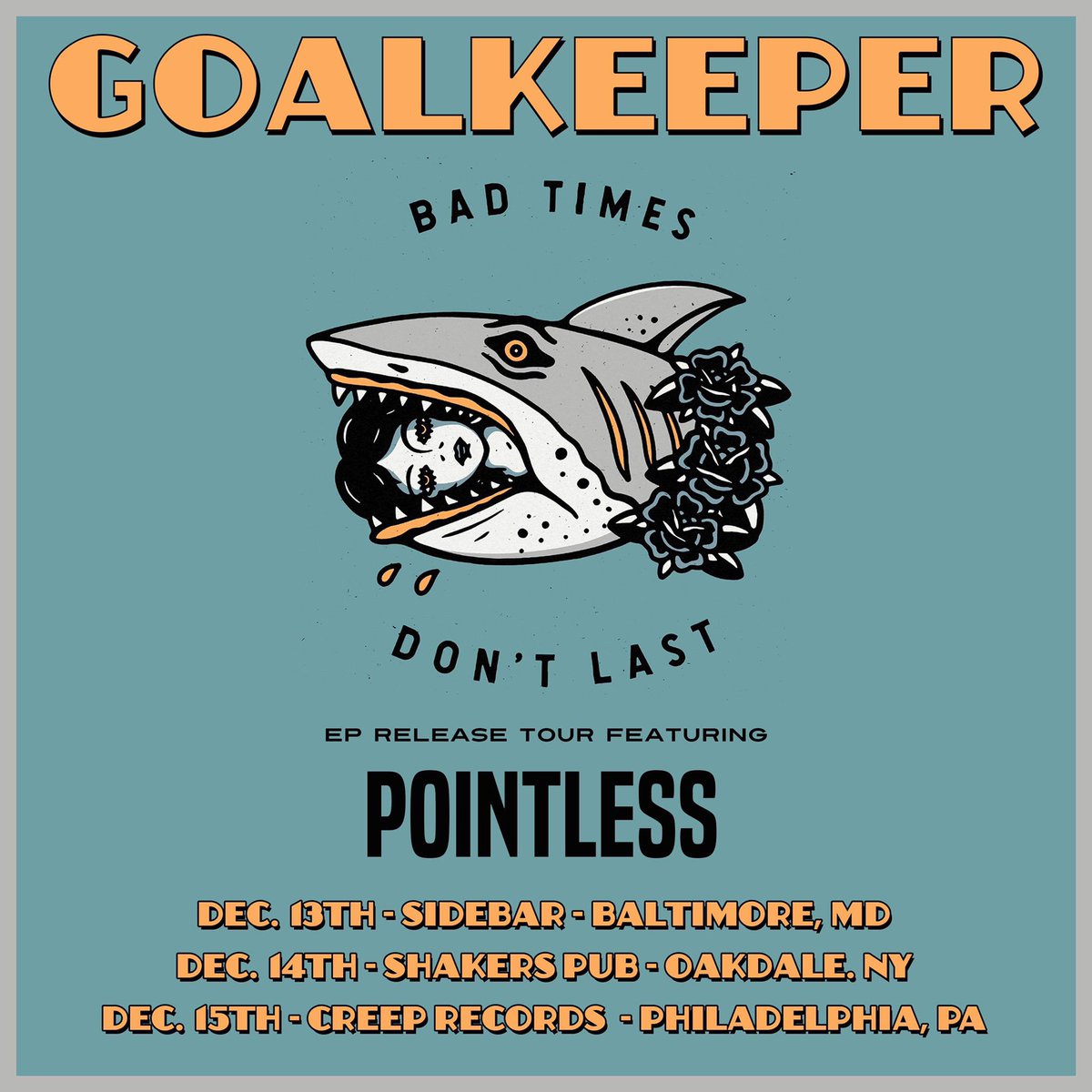 goalkeeperband's tweet photo. PART 2: We’ve got some awesome shows lined up with our friends in @pointlessnj  and an EP release show to top it all off 🤯🤯
See y’all there 😉 https://t.co/MLVIld0r9H