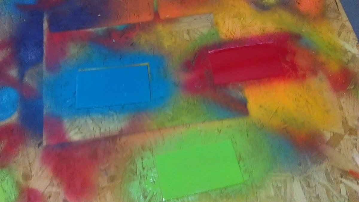 rabid_inventor's tweet photo. Into #makevember and I made colourful spray painted pasta sheets to make pasta stained glass this weekend. Wooo #DoNotEat #ForbiddenFoods https://t.co/t7nf2T3xQU