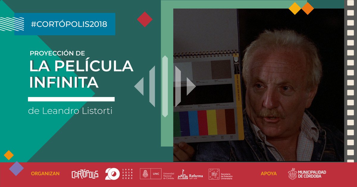 cortopolis's tweet photo. ¡Jornada Increible de Cortópolis!😍 Te invitamos a las 18:30hs al Centro Cultural España Córdoba a ver la Proyección de "La película infinita" de Leandro Listorti. 🎥

Presentada por el mismo Leandro Listorti 👏👏

¡Entrada Libre y Gratuita! 🎫

#Cortopolis #Cortopolis2018 https://t.co/LQPLKp7Fk5