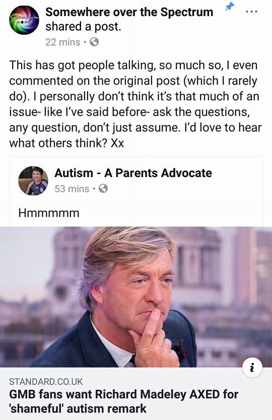 SpectropolisPIF's tweet photo. I agree with Carys - I feel that if we humiliate people for not knowing, we're halting a conversation, an opportunity for learning...

#autism #autismawareness #education #richardmadeley #hesaskingquestions #questionsaregood #learning @GMB https://t.co/6pe8JXeXkd