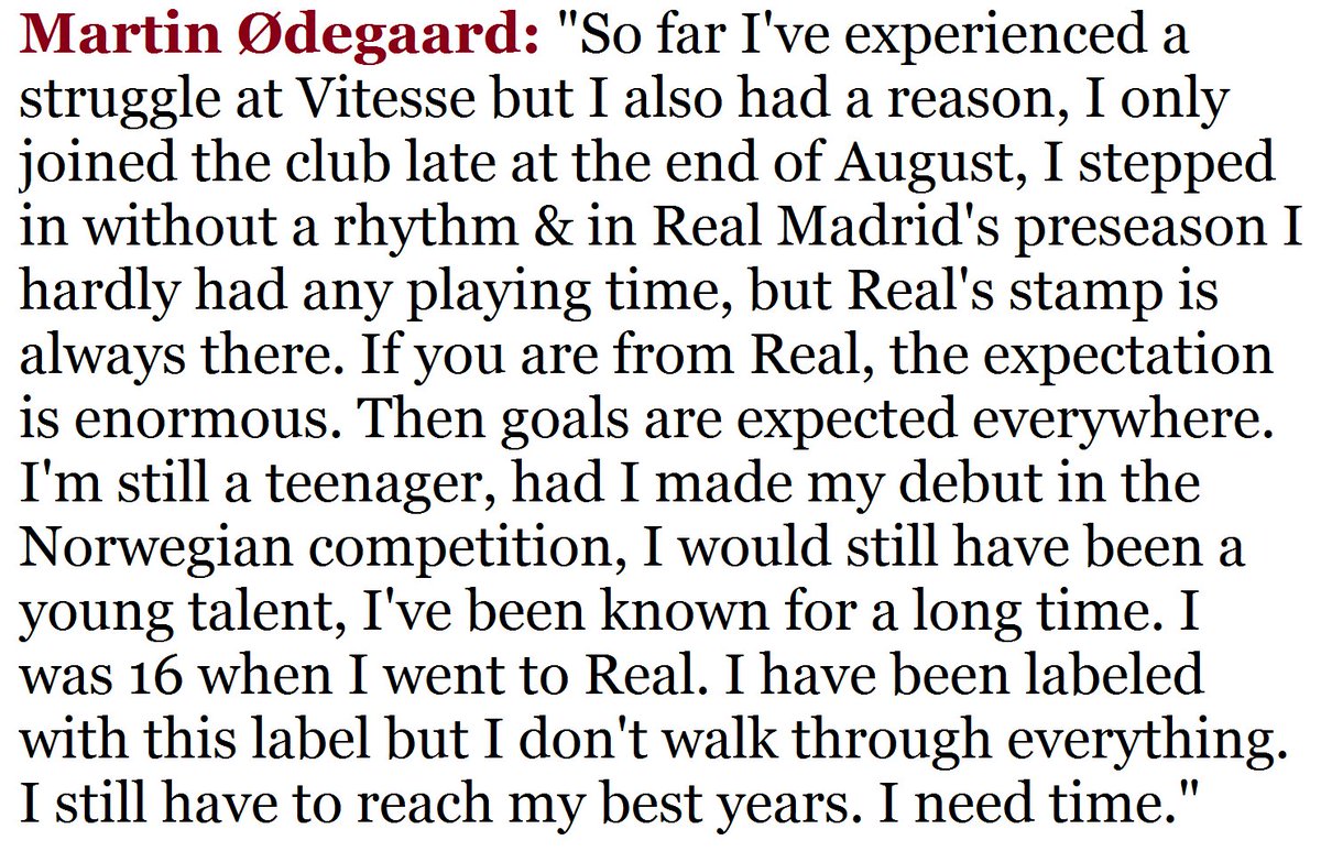 It's been awhile since we've heard from Martin Ødegaard, who here is responding to recent criticism by local pundits after having a great game vs Heracles two days ago.
