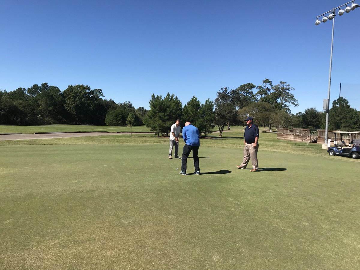The 19th Annual CMC Golf Tournament is underway right now at Memorial Park.  Director Steve Wright is here, along with other HPARD staffers.  But Steve’s putting game needs a little work.