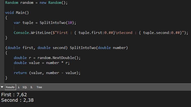 sgt3v's tweet image. When you need to return multiple variables from a method you can use tupples of #csharp7. Sadly not yet supported by #unity3d. #indiedev #gamedev #madewithunity #unitytips #chsarptips #dotnet