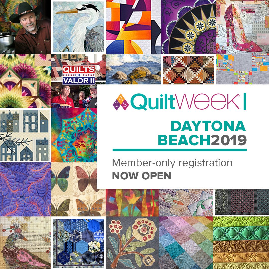 AmericanQuilter's tweet image. AQS Members can now register for our QuiltWeek® event in Daytona Beach, FL, February 27-March2, 2019. We have a great line up of teachers with fabulous and fun workshops! Check them out on QuiltWeek.com.

#quiltweek #quiltinginstructors