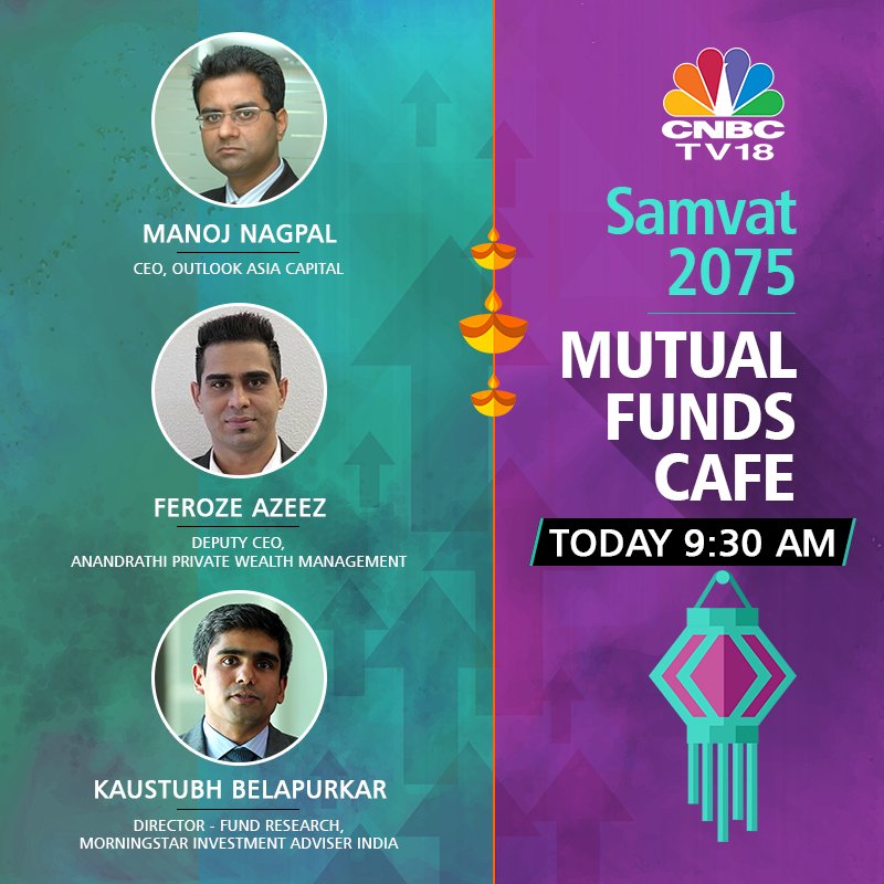 CNBCTV18News's tweet photo. Hand-picked mutual fund ideas from three experts to light up your portfolio for #Samvat2075. Coming up on CNBC-TV18, @SumairaAbidi in conversation with @feroze_azeez, @NagpalManoj of @OUTLOOKASIA & @MstarKaustubh of @in_morningstar #MFCafe https://t.co/OVVvux9p5Q