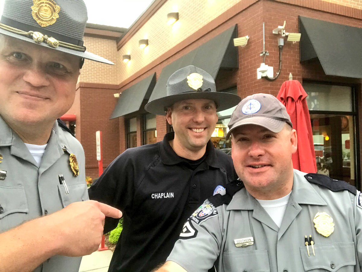 The Chaplaincy visiting the Cops on the Coop today! Go out and show your support as these law enforcement officers raise money for @SpecialOlympics!! @NCPD @MountPleasantPD @bowtiechap @TrooperBob_SCHP @SCHP_Troop6