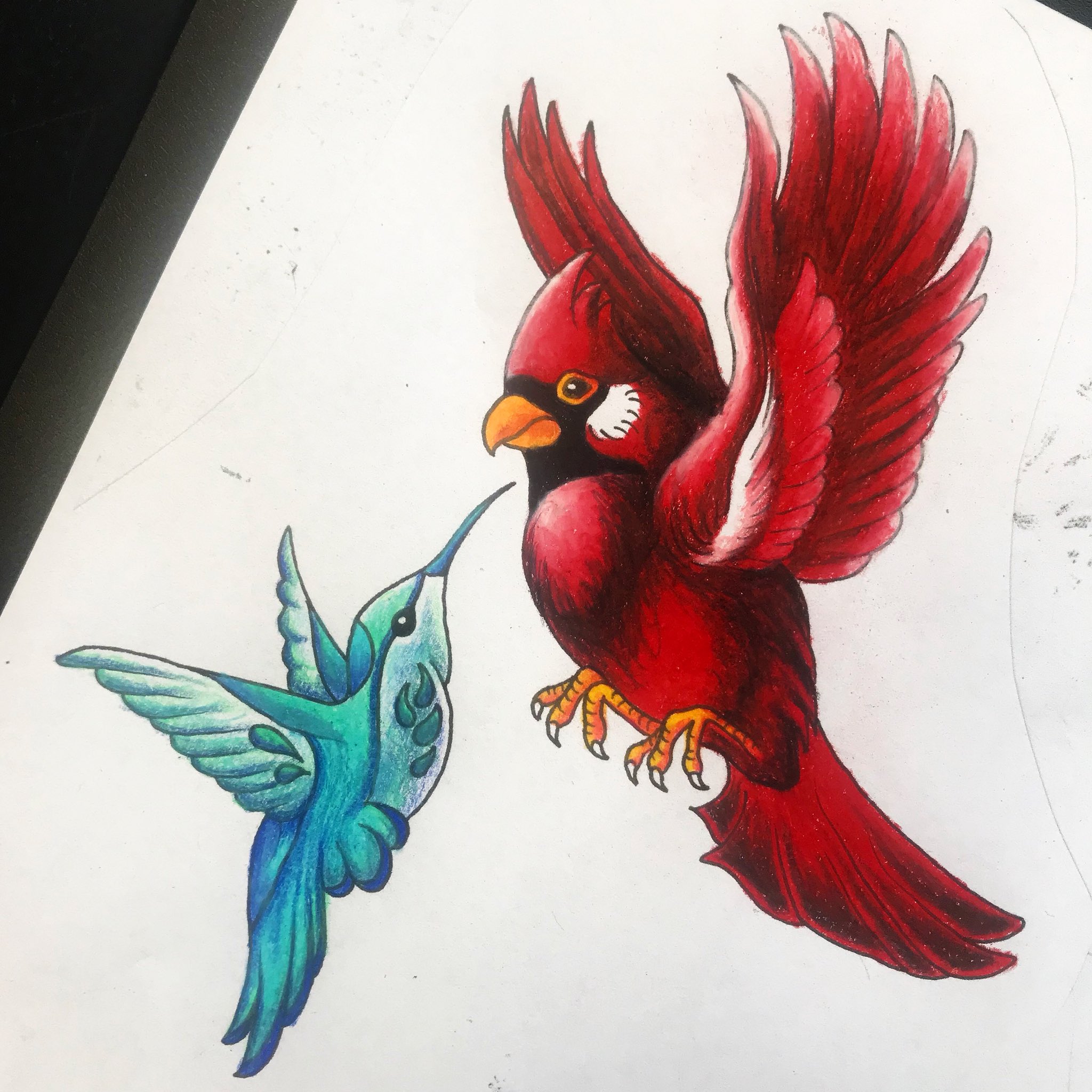 cardinal drawing tattoo