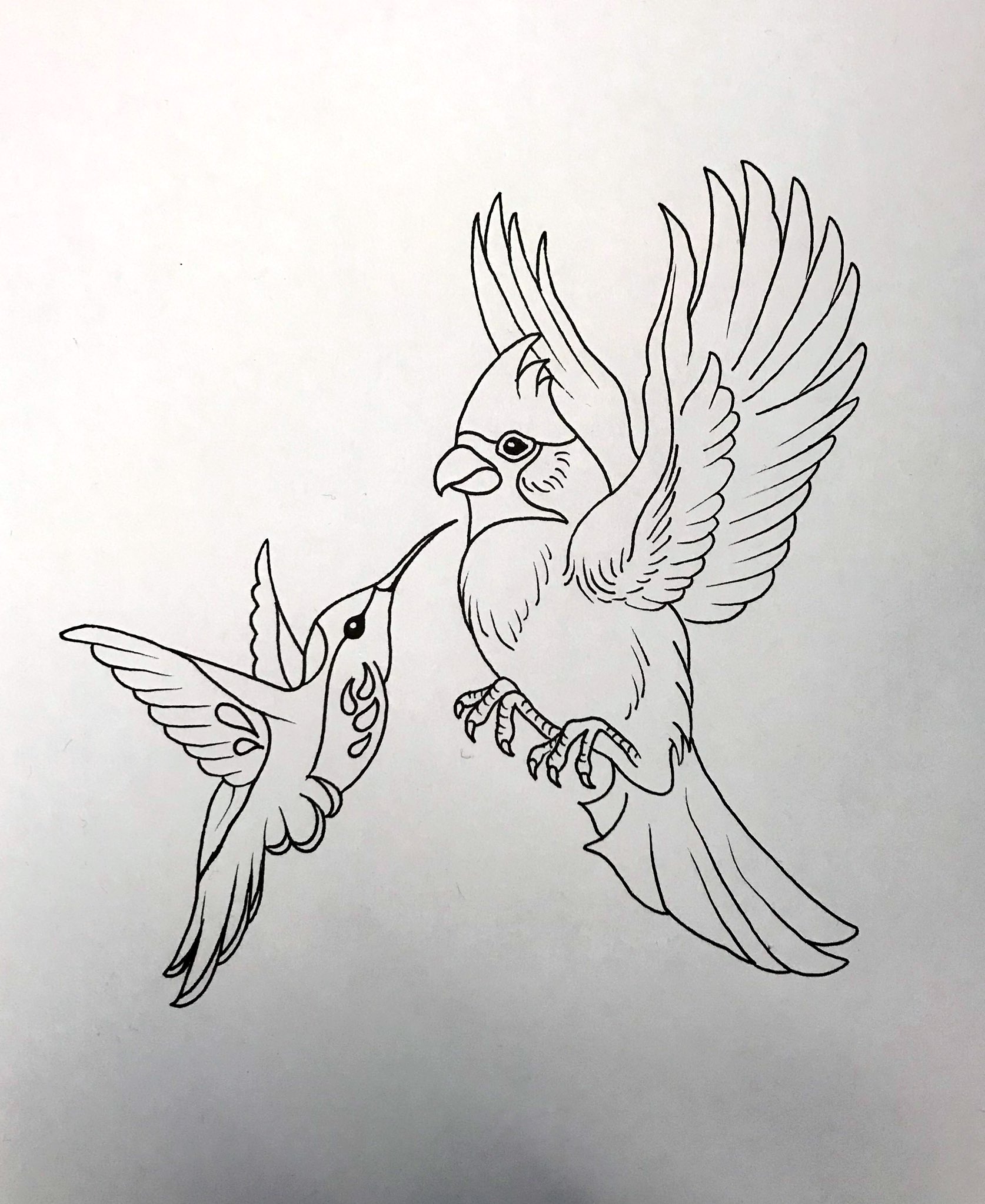 cardinal drawing tattoo