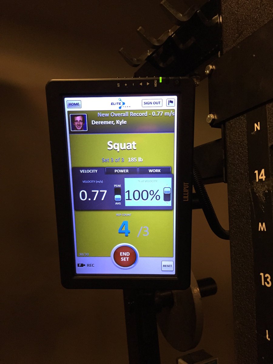 Elite_Form's tweet photo. Compete against teammates in the weight room for best velocity of the day. The Gold Screen means you're on top of the Leaderboard! #CompetitionAmplified https://t.co/TPF0wKGrRA