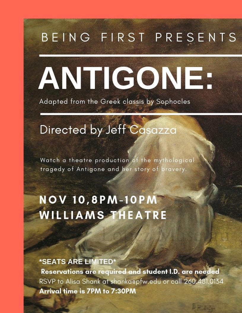 Being First (@pfw_beingfirst) on Twitter photo Hi Purdue University Fort Wayne students. On Saturday, November 10, 2018, 8 to 10 pm, Being First will be going to Williams Theater on Campus.
If Interested please RSVP to Alisa Thompson at Alisa.Thompson@pfw.edu or call 260.481.0134 Hi Purdue University Fort Wayne students. On Saturday, November 10, 2018, 8 to 10 pm, Being First will be going to Williams Theater on Campus.
If Interested please RSVP to Alisa Thompson at Alisa.Thompson@pfw.edu or call 260.481.0134