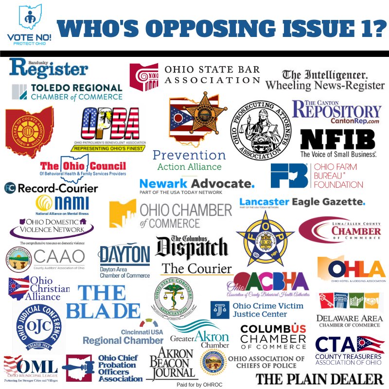 RepTimGinter's tweet image. Issue 1 would be terrible for Ohio and I stand with these great organizations in opposing it.