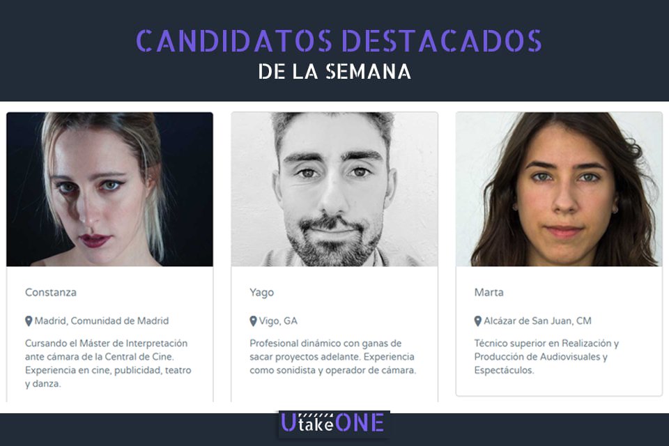 utake0NE's tweet photo. 🗣Constanza, Yago y Marta son nuestro "Dream Team" de esta semana.
¡Tú también puedes ser uno de ellos! 🎥Únete a #Utakeone, la primera comunidad audiovisual en España para profesionales que quieren mostrar su trabajo.
https://t.co/39mksYEbL5 ✅ https://t.co/WShWBoIAXN