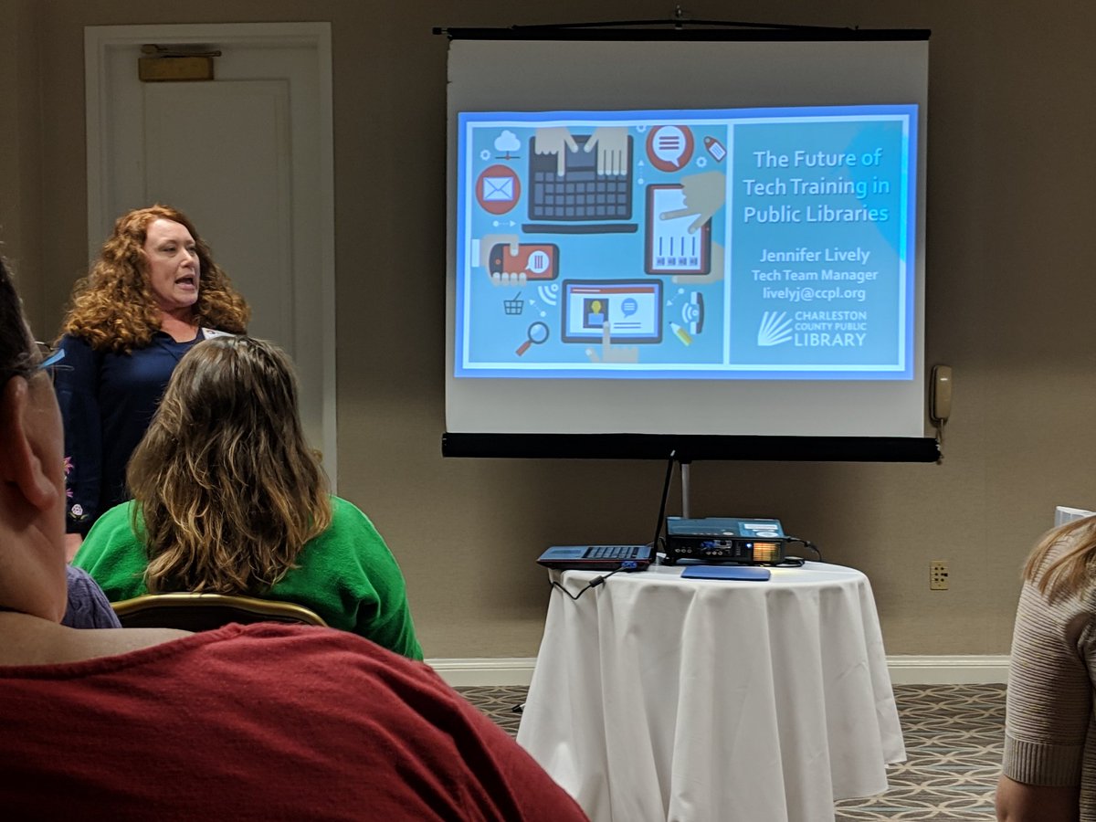 aMusingPam's tweet image. Had great time with my #sccodesgvl team presenting at SCLA/SELA Conf about the @GCLSLibrary pilot success + continued partnership with @codeforgvl + @freecodecamp! Also enjoyed chatting #opendata + @ChasCoLibrary tech team talk 🤓 Love #publiclibraries! #SCLA18 #SELA18