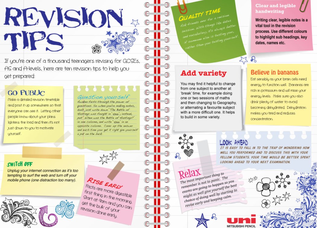 Revision is key. Start revising earlier than you need to so you feel confident when you really need to start revising. Never procrastinate. ❤️
