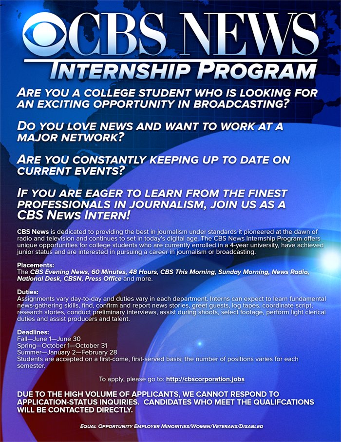 Cbs News Internships On Twitter