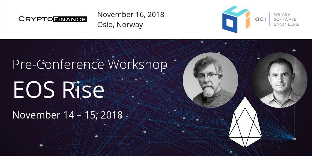 EOS Rise is a 2 day workshop prior to CryptoFinance in Oslo, Norway, that provides the foundations you need to start building #DApps on the EOS Mainnet. Led by <a href="/PhilMesnier/">Phil Mesnier</a> and <a href="/eluzgin/">Eugene Luzgin</a>, it promises to be worth its weight in #bitcoin. bit.ly/2qokA0Q #blockchain @EOSTribe