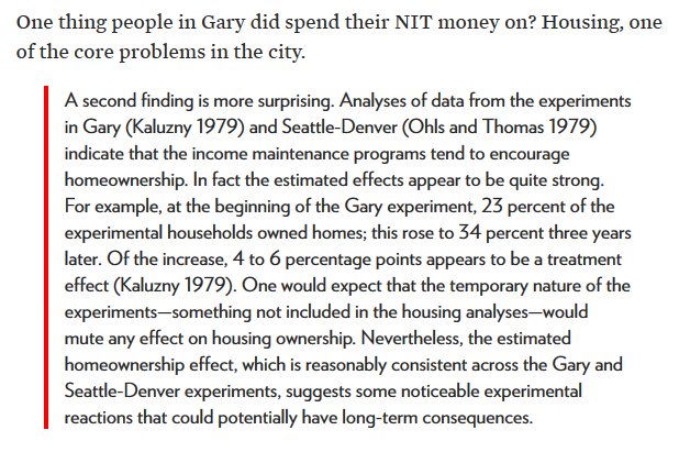 A commonly expressed concern about UBI is how it would affect rents, and yet aside from enabling greater geographic mobility from high CoL areas to lower CoL areas, one of the findings from the '70s AIMEs was a surprising increase in home ownership rates. This would reduce rents.