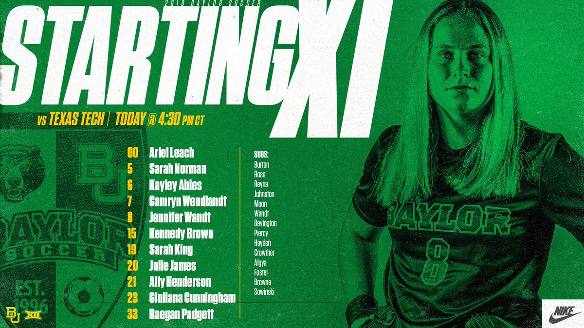 BaylorFutbol's tweet image. #StartingXI for #SicTech 

#SicEm #FaithFamilyFutbol