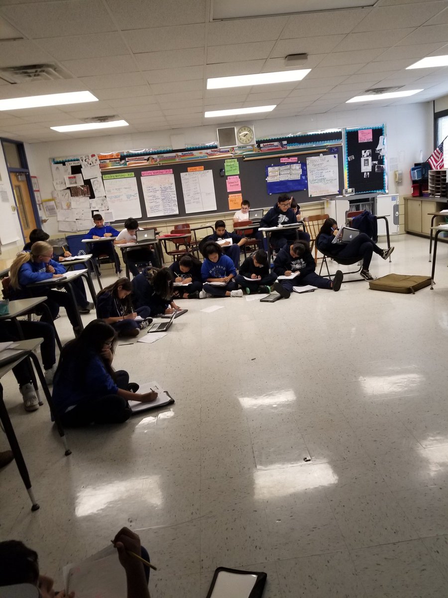 Sometimes, on a long and tiring Friday, you've just got to push the desks back, sit on the floor together in a circle, and get your work done. This week was a doozy, but mixing things up a little keeps things interesting! #iteachELA #teacherafterHalloweentired #butwegotthejobdone