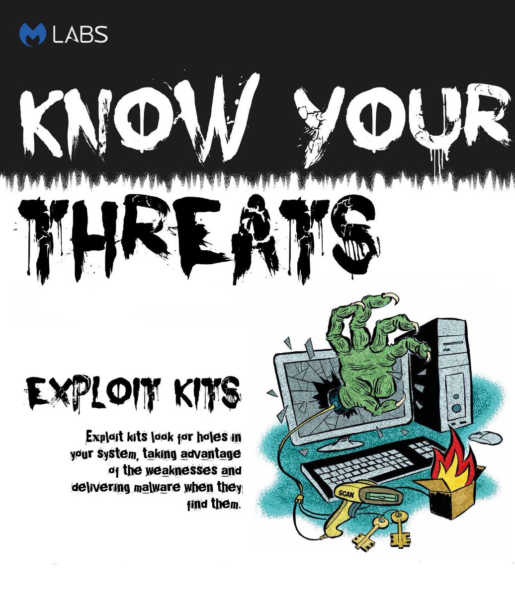 Malwarebytes's tweet image. It&apos;s the spookiest week of the year. Let&apos;s take a look at some #spooky #cyberthreats - #ExploitKits! #cybersecurity #infosec #security #Halloween