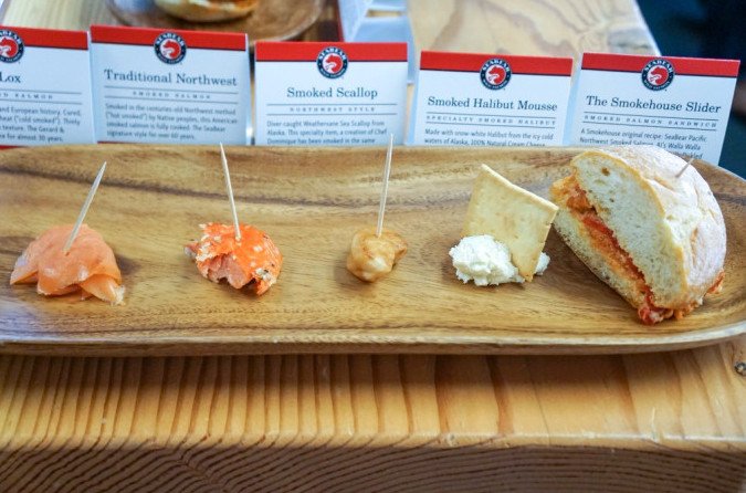 Get to Made In Washington to try the <a href="/seabear1957/">SeaBear Wild Salmon</a> Smokehouse Tasting Flight! It's FREE for the Grand Re-Opening of the <a href="/pike_place/">Pike Place Market</a> location! Pro tip: the smoked scallop is life changing