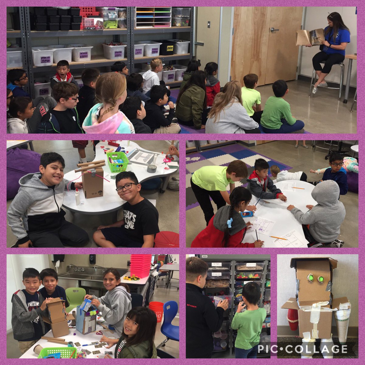Students engaged in meaningful collaboration and used critical thinking skills during their Makerspace project, What To do With A Box. <a href="/mrsgarciaSTEAM/">Jenna (Basinger) Garcia</a>  #usdlearns #lietzpride