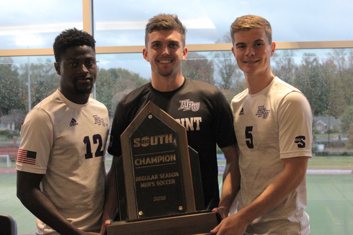 Had 11 guys earn postseason honors this morning, and then Dr. <a href="/NidoQubein/">Dr. Nido R. Qubein</a> came by to give us our Big South Championship Trophy this afternoon.

Not a bad day for the boys #GoHPU