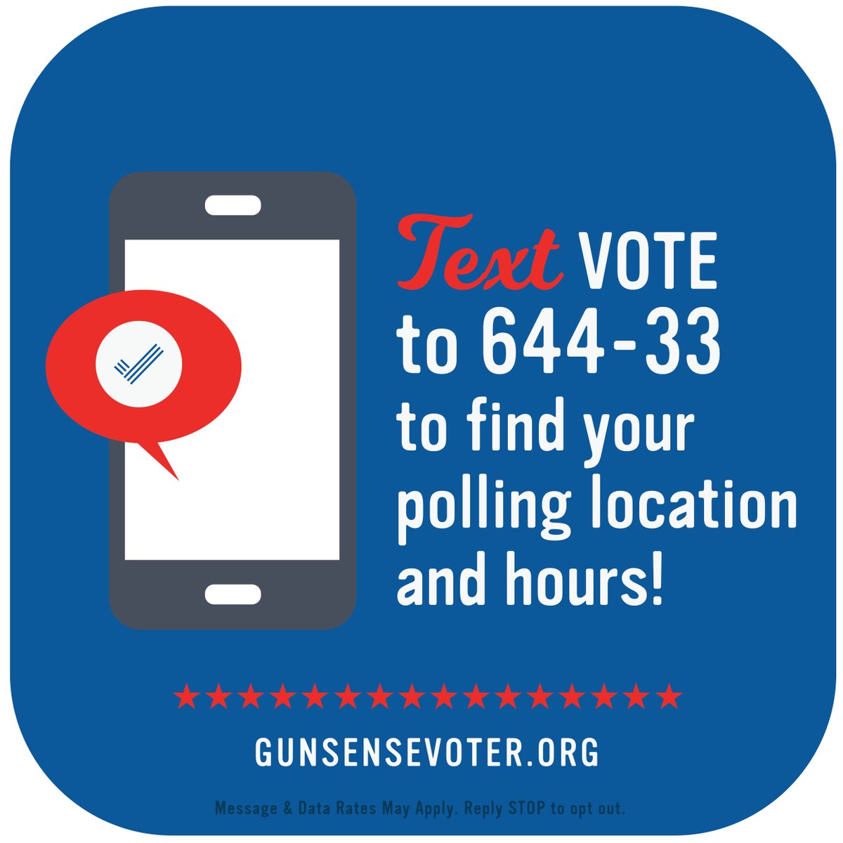 IMPORTANT: Do you know where your polling location is and what time it’s open? 

Finding out is as simple as texting VOTE to 644-33!