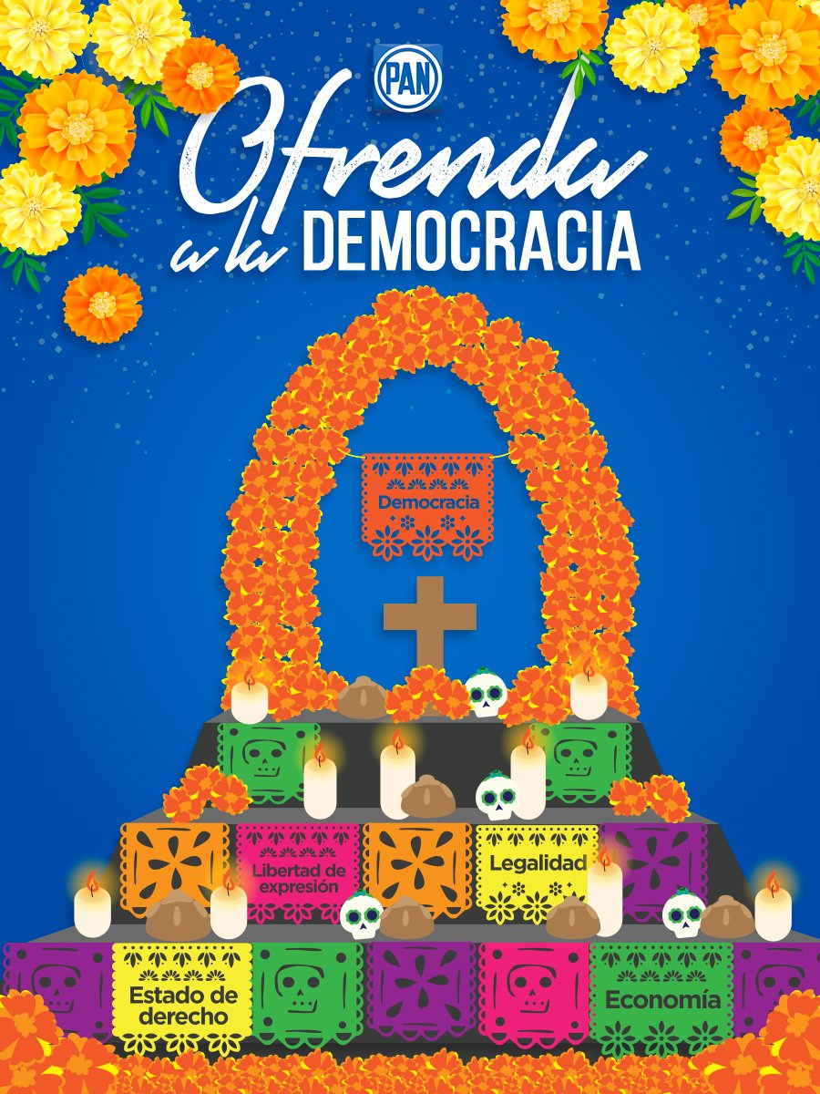 Aprovechamos el #DiaDeMuertos para hacer una ofrenda a la democracia, la libertad de expresión, el Estado de Derecho y la legalidad, que en los últimos días fueron vulnerados a costa de una simulación y una decisión autoritaria.