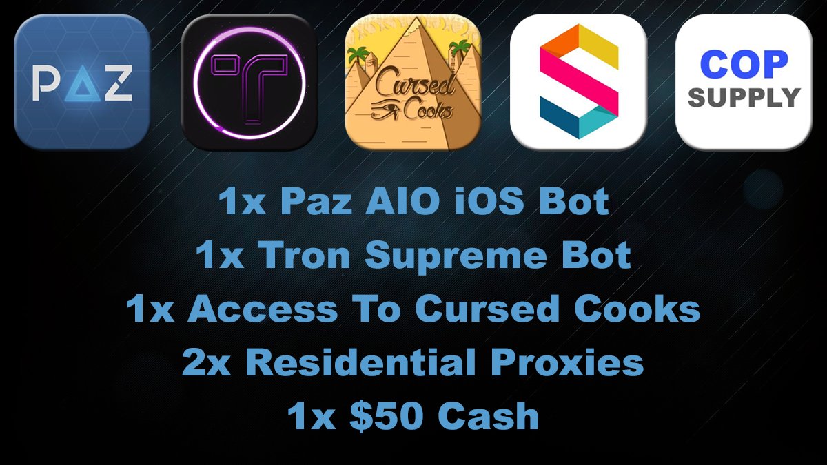 Cop_Supply's tweet image. 🔴 SIX WINNER GIVEAWAY!!

🔴 RT + Like This Tweet
🔴 Follow:
◾️ @PazAIO 
◾️ @tron_io 
◾️ @CursedCooks 
◾️ @SurgeProxies
◾️ @Cop_Supply 

🏆 Giveaway includes:
◽️ 2 Bots
◽️ Cook Group Access
◽️ Residential Proxies
◽️ $50 Cash

🎟️ Drawing 11/6