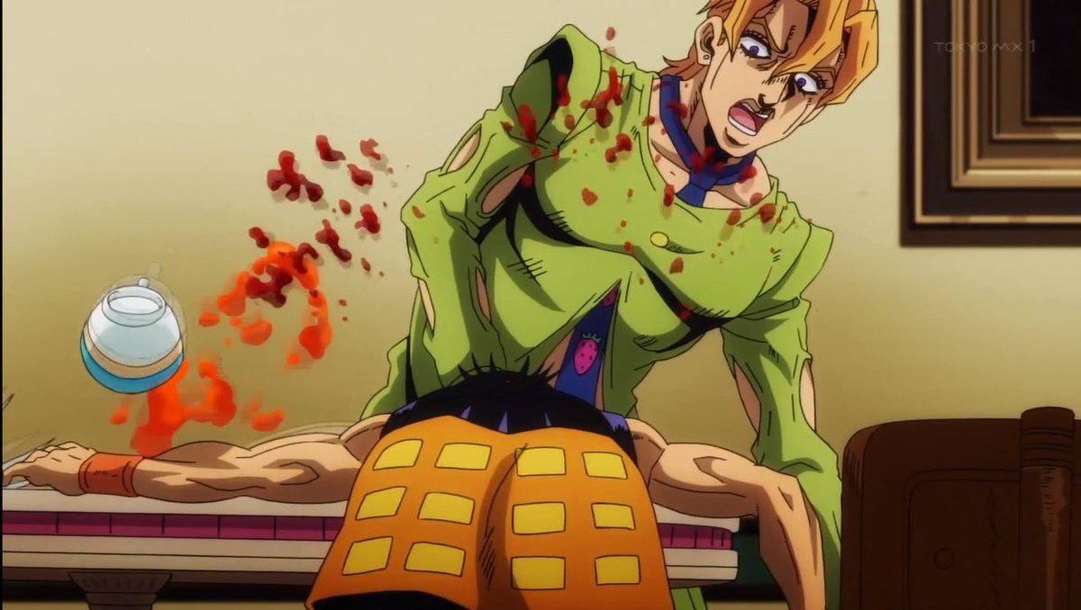 Halu Tomekey 爺鯖 Twitter ನಲ ಲ アニメではやはり改変後の このクサレ脳ミソがー が採用されましたか そして スプライトは商品名だからか スパライト となった模様 ジョジョ5部 Jojo Anime