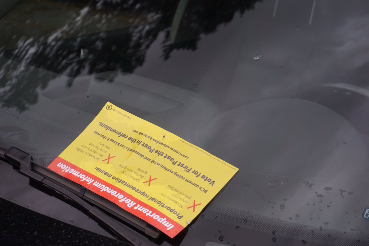 theBreakerNews's tweet image. Where there is a natural disaster, there are... @bcliberals anti-prorep flyers on windshields in the @grousemountain lower parking lot. #bcpoli #pr4bc #nobcprorep