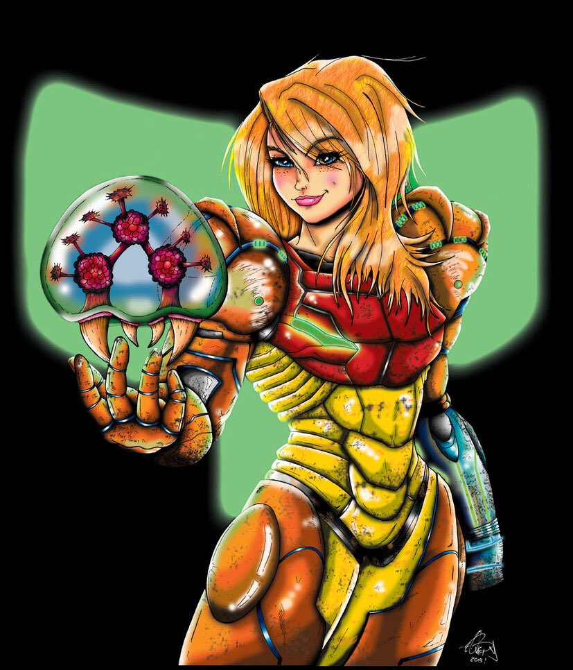 Here’s some art I did of Samus to wish you good luck for Metroid and captai...