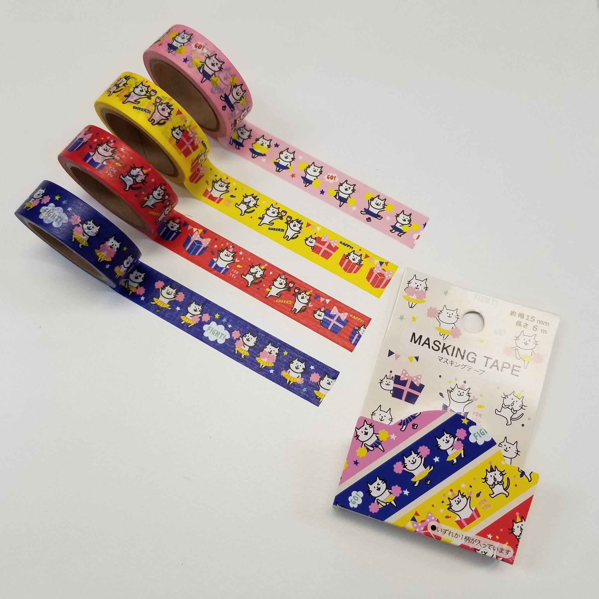 Twitter 上的 株式会社元林 マスキングテープ ネコパーティーチア パーティーするネコとチアダンスするネコがとってもキュート お弁当のおにぎりのラップや手紙にちょっと添えて 大切な人を応援 お買い求めはお近くの100円ショップにて 100円ショップ