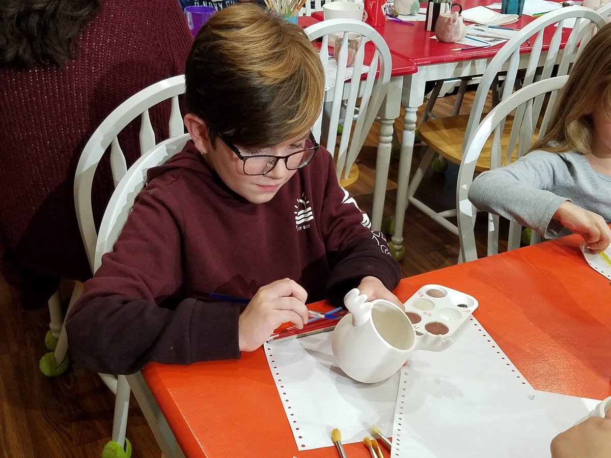 VCAssociation's tweet image. Thanks to Clay Hands Pottery in Clarence for a fun night with our Striving For Excellence families! Everyone had a great time painting reindeer mugs!!